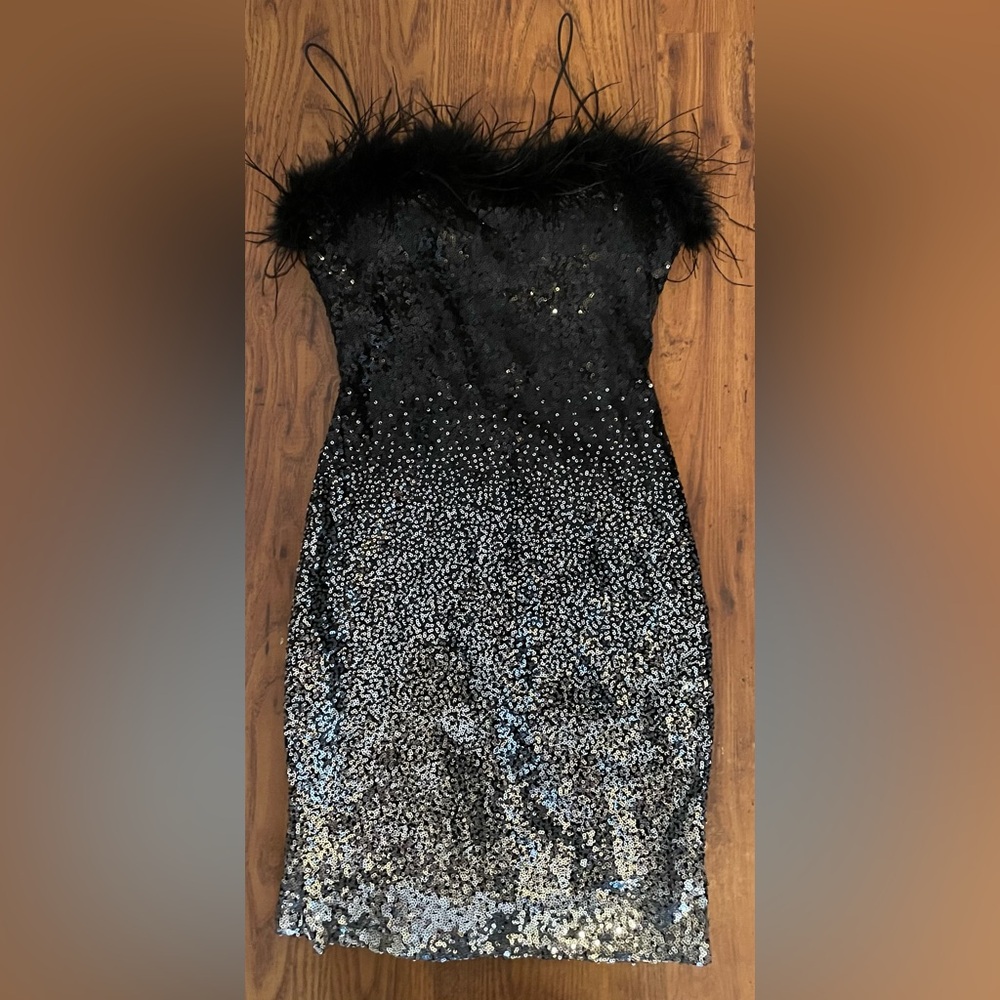Elegant Black and Silver Sequin Dress